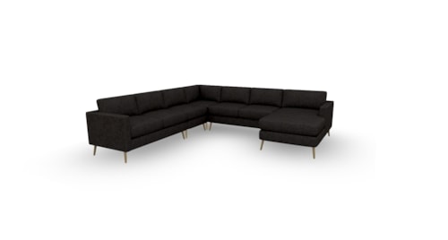 Mid-Century Modern Modular Sectional Chaise Sofa with USB Ports