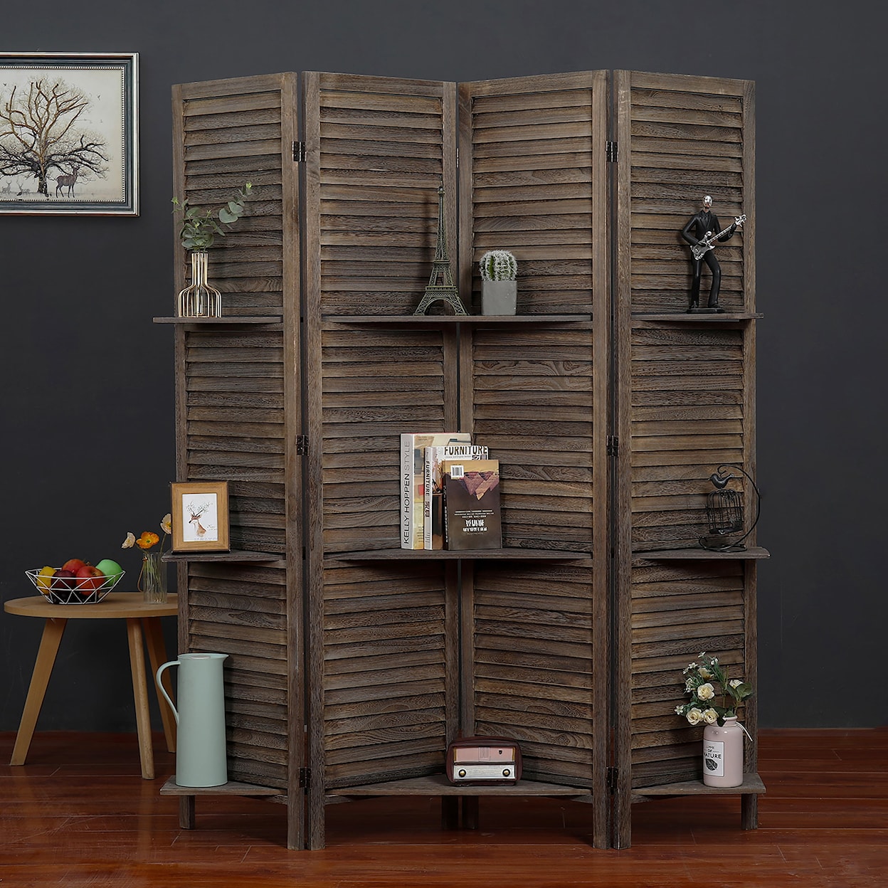 Milton Greens Stars Room Divider ANTIQUE BROWN 4 PANEL ROOM DIVIDER | WITH SH