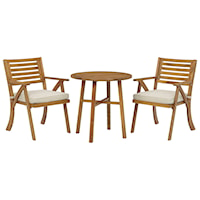 Acacia 3-Piece Bistro Table & Chairs with Cushion Set