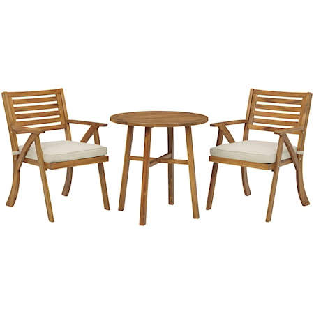 3-Piece Table & Chairs with Cushion Set