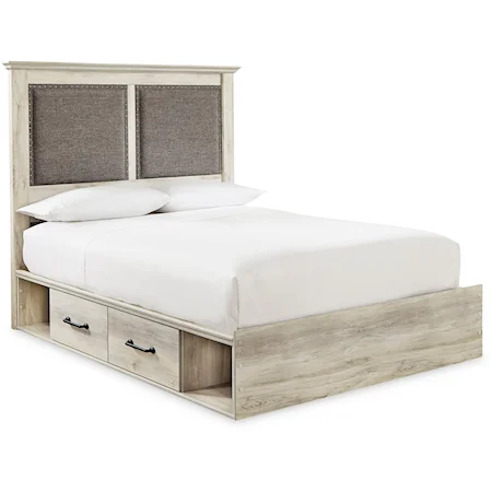 Queen Upholstered Bed w/ 4 Drawers