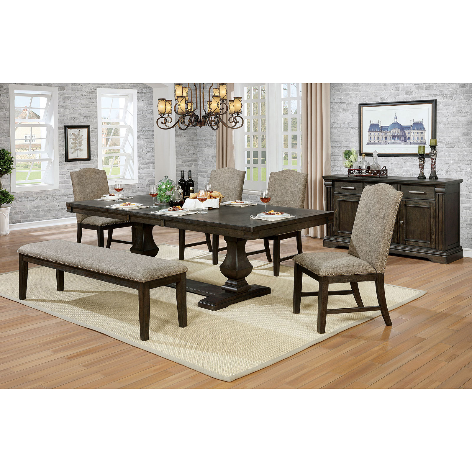 Faulk CM3310T7PC 7 Pc. Dining Table Set Household Furniture Table