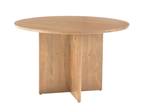 Transitional 60" Round Dining Table with Wooden Pedestal Base
