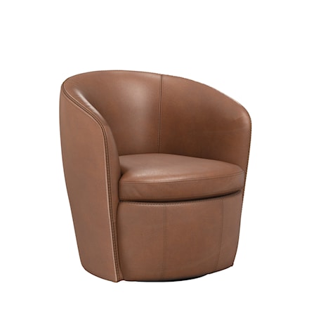 Leather Swivel Barrel Chair (Set of 2)