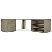 Casual Corner Office Storage Desk with File Cabinet and Open Shelf Cabinet