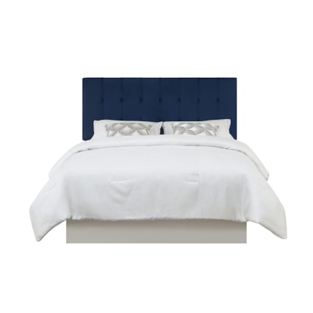 Queen Headboard, Blue Velvet