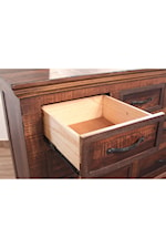 International Furniture Direct Madeira Rustic 7-Drawer Solid Wood Dresser with Microfiber Lined Drawers