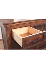 International Furniture Direct Madeira Rustic 7 Drawer Solid Wood Dresser with Microfiber Lined Drawers