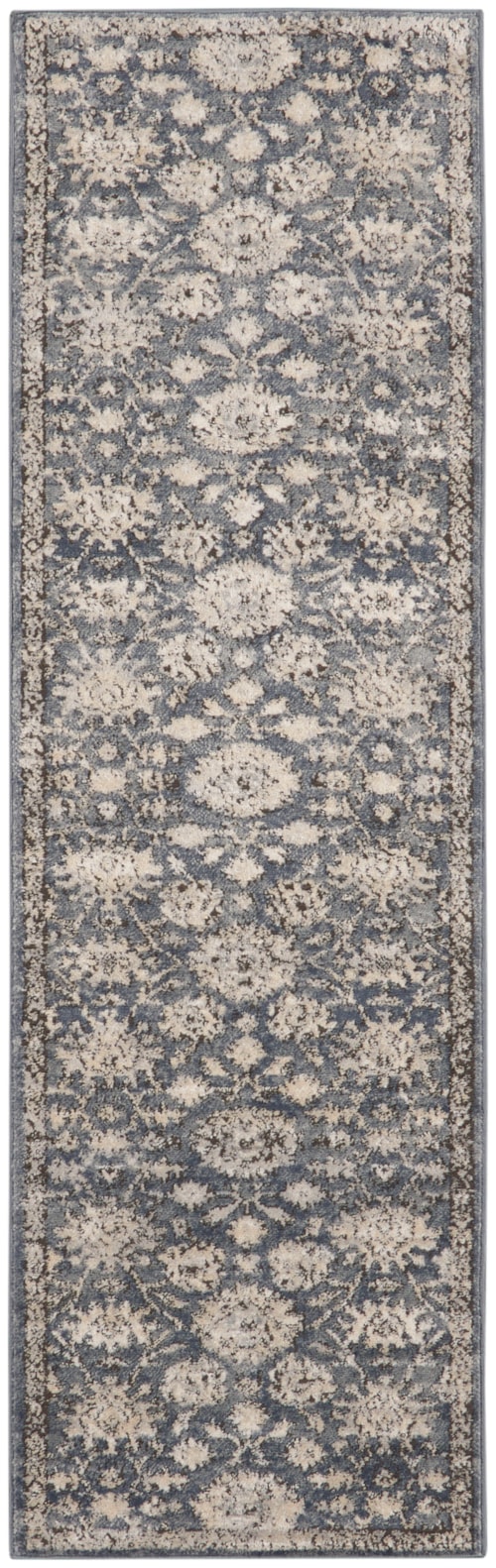 2'2" x 7'6" Blue/Beige Runner Rug