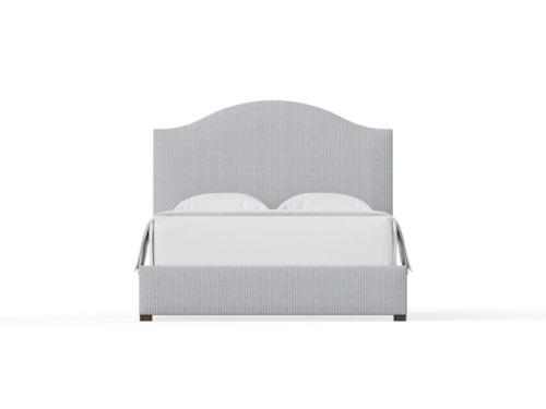 Transitional King Upholstered Bed with Arched Headboard