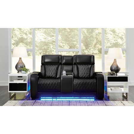 Power Recl Loveseat w/ Console &amp; Adj Hdrsts