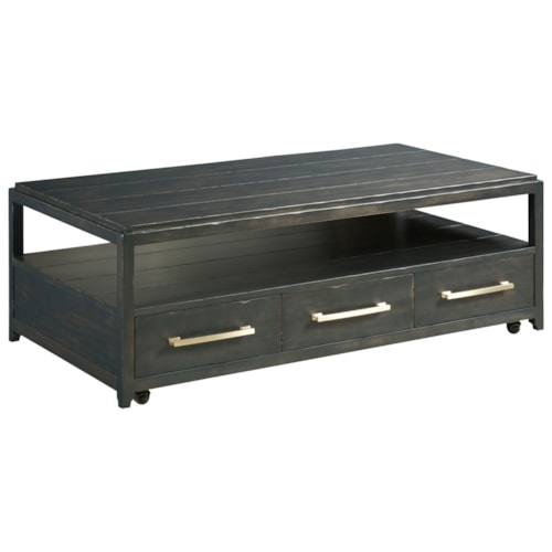 Transitional Rectangular Cocktail Table with Casters