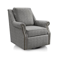Transitional Swivel Glider Accent Chair with Nailhead Trim