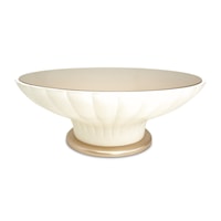 Transitional Scalloped Round Cocktail Table with Pedestal Base