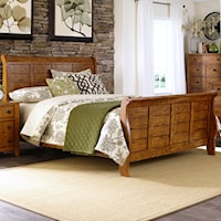 Rustic California King Sleigh Bed with Paneling