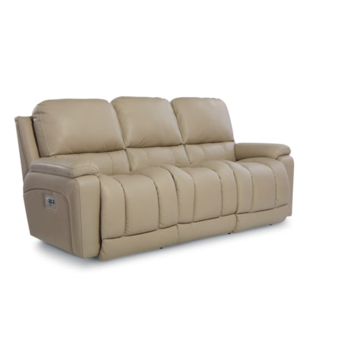 Casual Power Reclining Sofa w/ Headrest & Lumbar