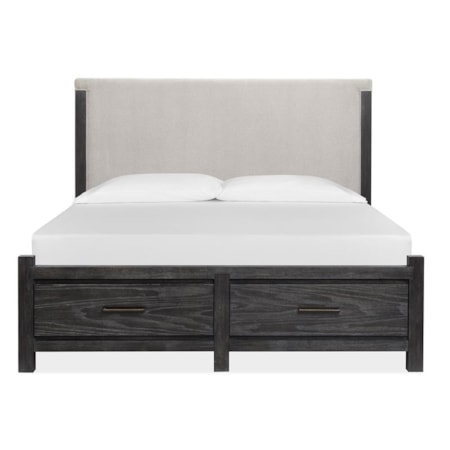 King Upholstered Panel Bed