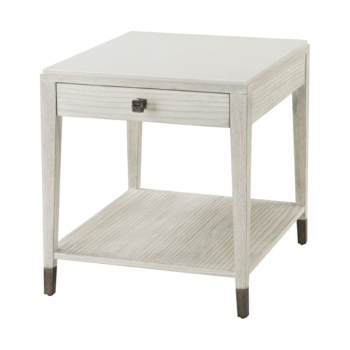 Wirebrushed Pine Side Table with Storage