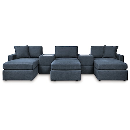 5-Piece Sectional And 3 Ottomans