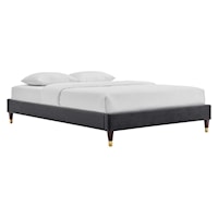 King Performance Velvet Platform Bed Frame