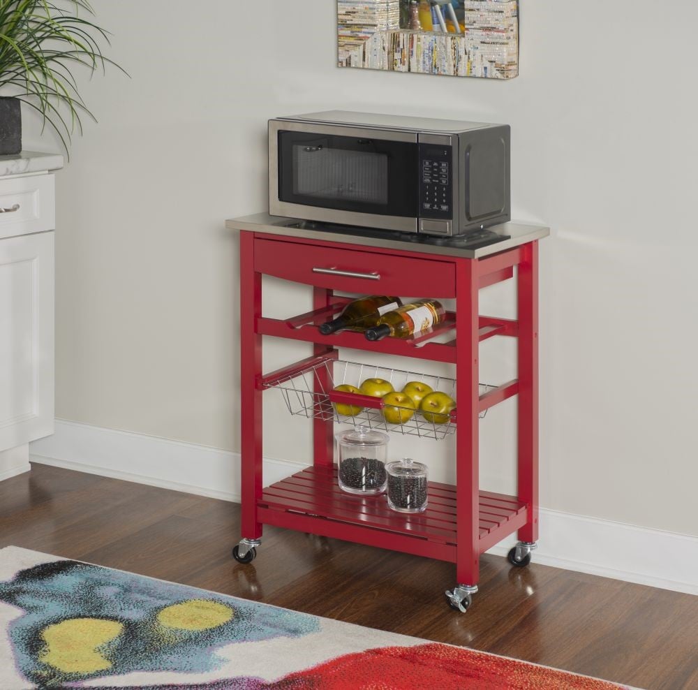 Kitchen Island Red Stainless Steel Top