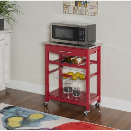 Kitchen Island Red Stainless Steel Top