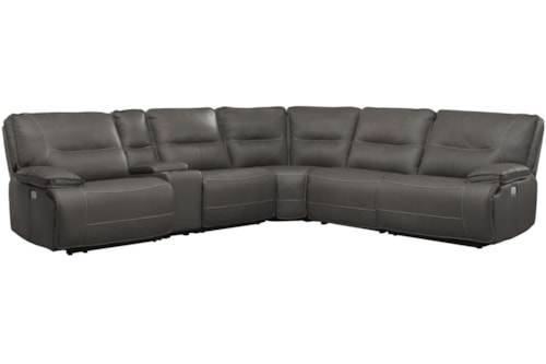 Casual 6-Piece Power Reclining Sectional Sofa with Power Headrests