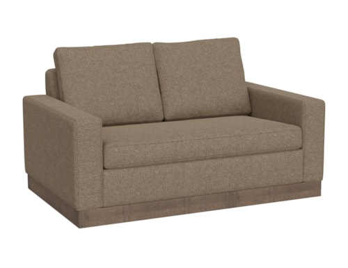 Contemporary Plinth-Base Loveseat with Throw Pillows