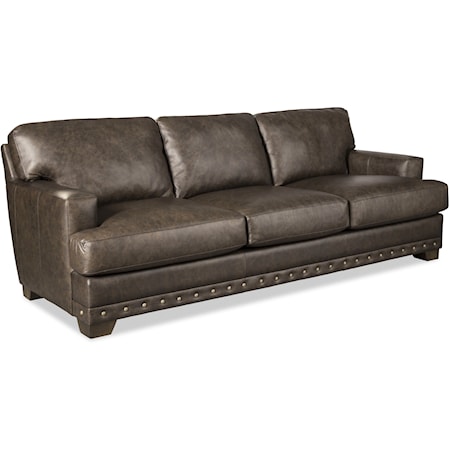 Contemporary Sofa with Track Armrests & Nail-Head Trim