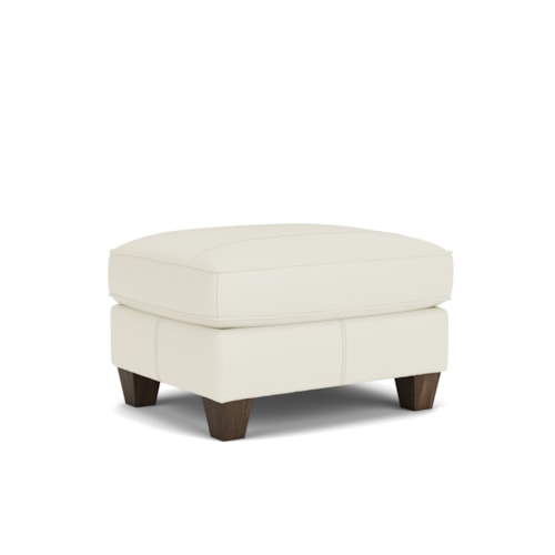 Transitional Upholstered Ottoman with Tapered Legs