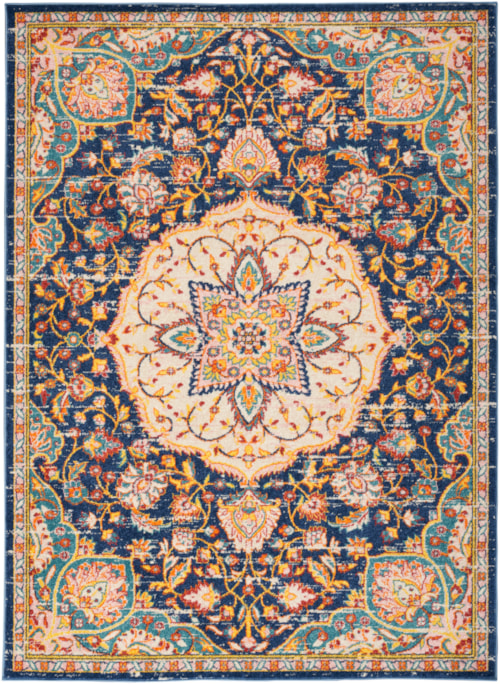 5'3" x 7'3" Navy Multicolor Rectangle Rug