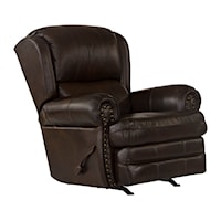Traditional Cocoa Rocker Recliner with Nailhead Trim