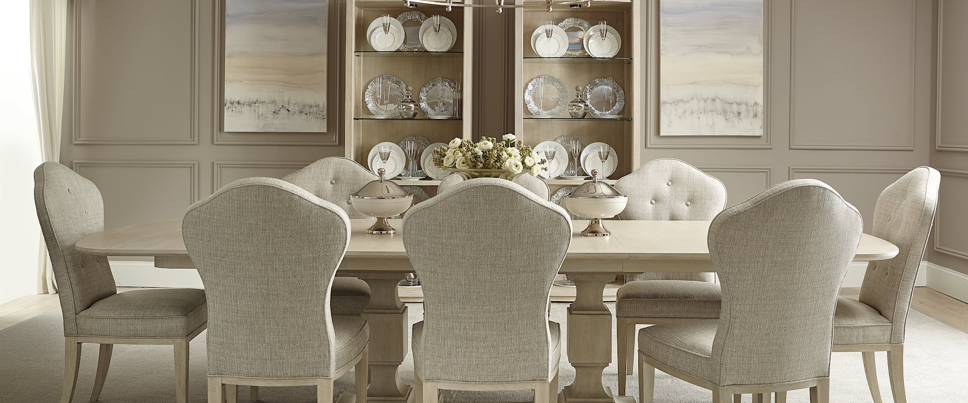 Transitional 9-Piece Dining Set