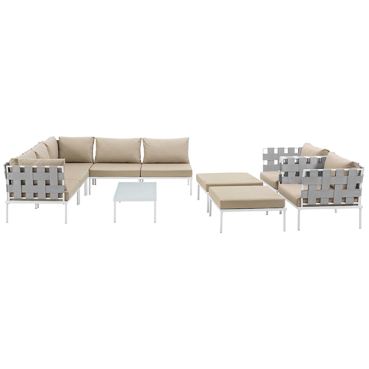 Modway Harmony Outdoor 10 Piece Sectional Sofa Set