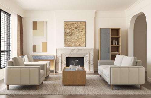 Contemporary 3-Piece Living Room Set with Channel Detailing