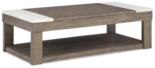 Lift-Top Coffee Table with White Marble Accents