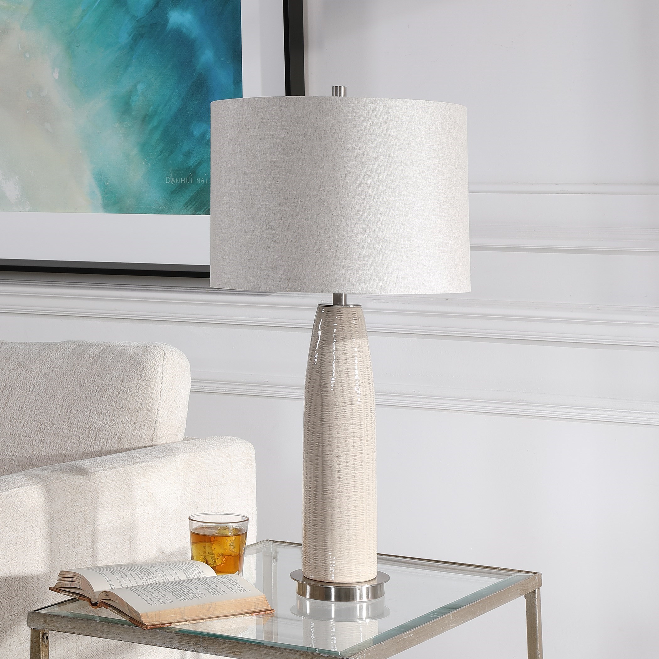 Uttermost Table Lamps Delgado Light Gray Table Lamp