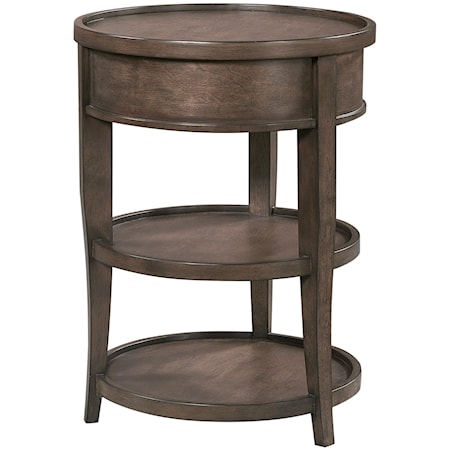 Transitional Round Chairside Table with Two Shelves