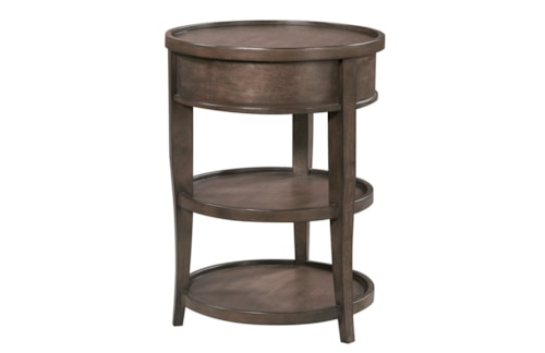 Transitional Round Chairside Table with Two Shelves