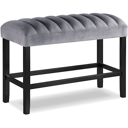 Transitional Counter-Height Dining Bench with Channel Tufted Upholstered Seat