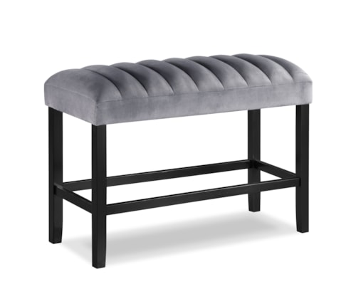 Transitional Counter-Height Dining Bench with Channel Tufted Upholstered Seat