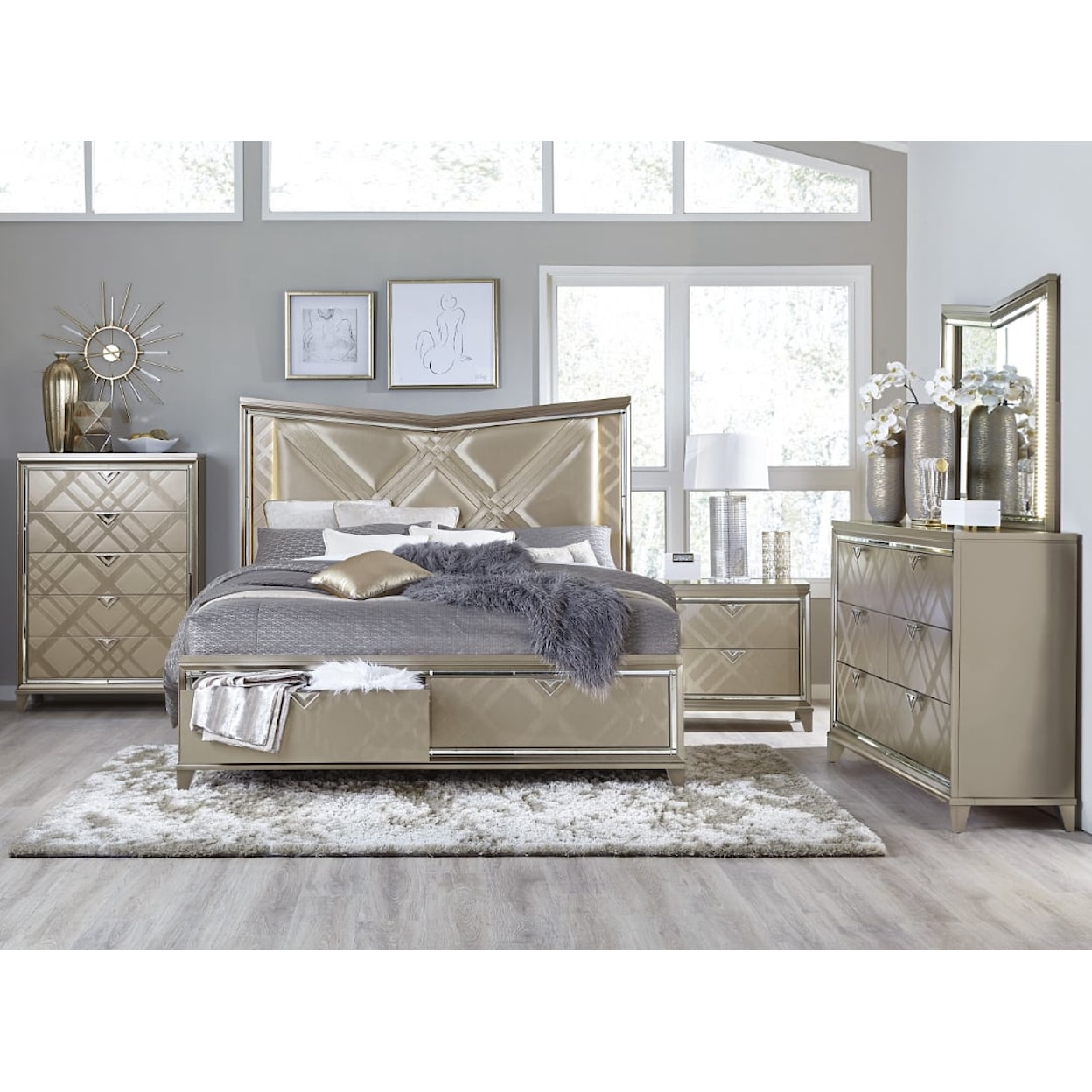 Homelegance Furniture Bijou 4-Piece Queen Bedroom Set