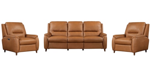 Transitional Power Reclining Sofa and Dual Recliners Set with Power Headrests