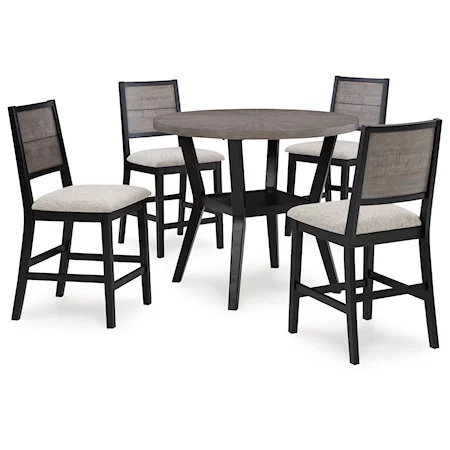 Counter Height Dining Table And 4 Barstools (Set Of 5)