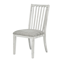 Rustic Slat Back Side Chair with Upholstered Seat