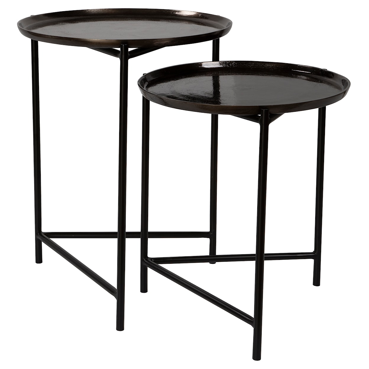 Uttermost Accent Furniture - Occasional Tables Burnett Dark Nickel Nesting Tables S/2