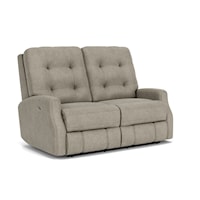 Transitional Button Tufted Power Reclining Headrest Loveseat