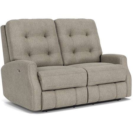 Transitional Button Tufted Power Reclining Headrest Loveseat