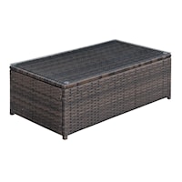 Outdoor All-Weather Wicker Coffee Table with Glass Top