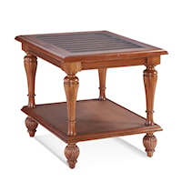 Traditional End Table with Glass Insert Top